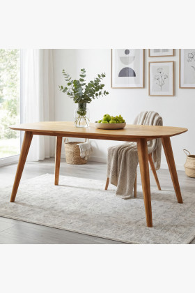 Ovaler Esstisch aus massivem Eichenholz 200x100 cm natur